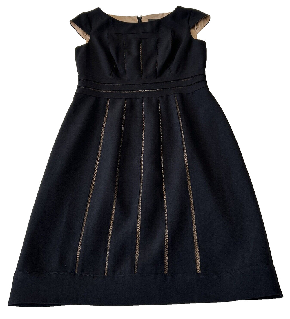 Adrianna Papell Sheath Dress Women's 10 Black Round Neck Sleeveless Lined